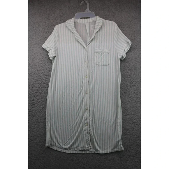 Stars Above Women's Sleepshirt-Size XS-Teal and White Striped-Modal - Picture 1 of 7